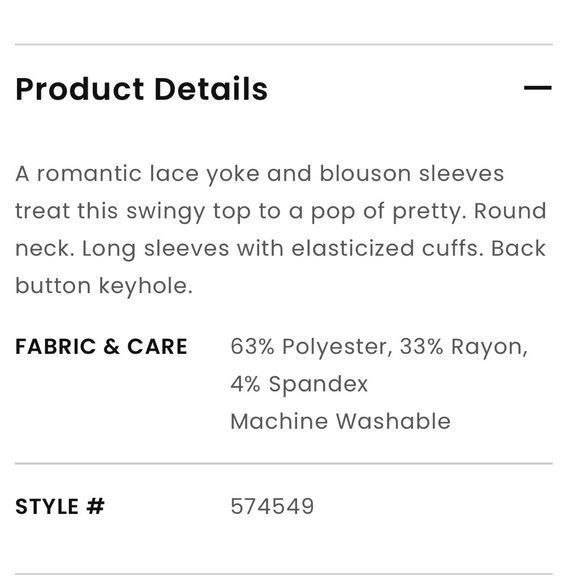 Lace White/Cream Long-Sleeve Top - Picture 2 of 7